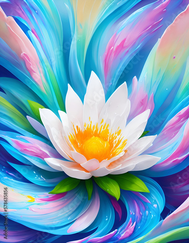Beautiful flowers splash art. AI generated illustration