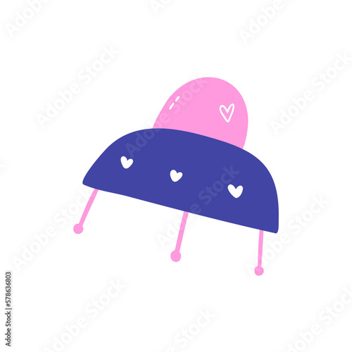 hand drawn ufo flying saucer in flat style. vector illustration
