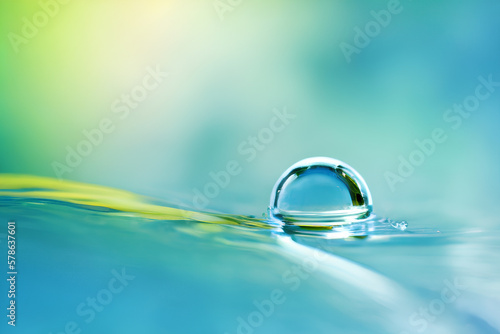 clear and transparent water drop on smooth surface