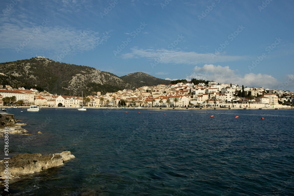 Panorama of the town of Hvar during the winter