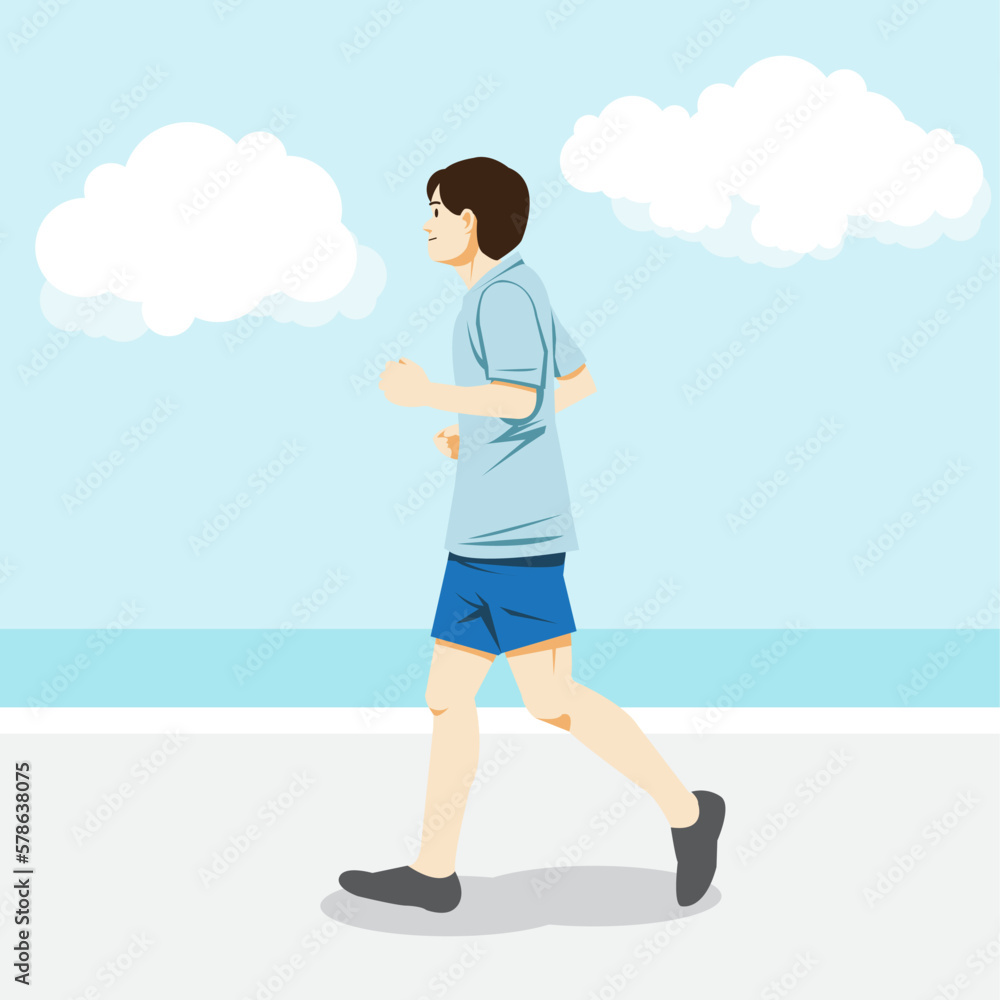 running person on the road