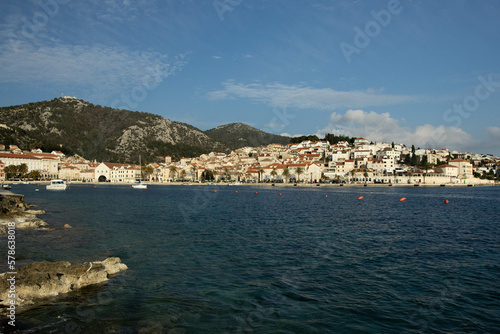 Panorama of the town of Hvar during the winter