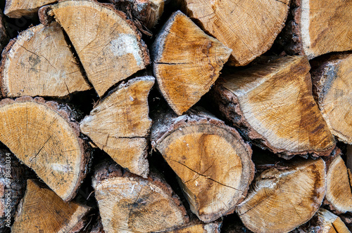 stack of oak firewood, for the fireplace and stove