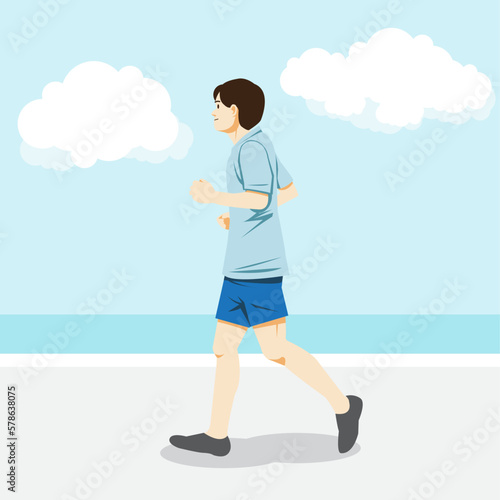 running person on the road