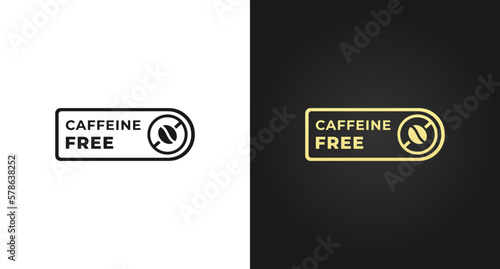 Caffeine free mark vector or decaffeinated coffee label vector in flat style. Caffeine free mark vector for coffee product packaging. Caffeine free label for decaffeinated coffee symbol. photo