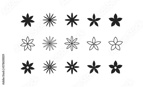 Flower line icon set. Plant, sprout, greenery, sunflower, meadow, summer, bunch, insect, bouquet, decor, branch, flora, flower pot. Gardening, green world. Botany concept. Vector black line icon