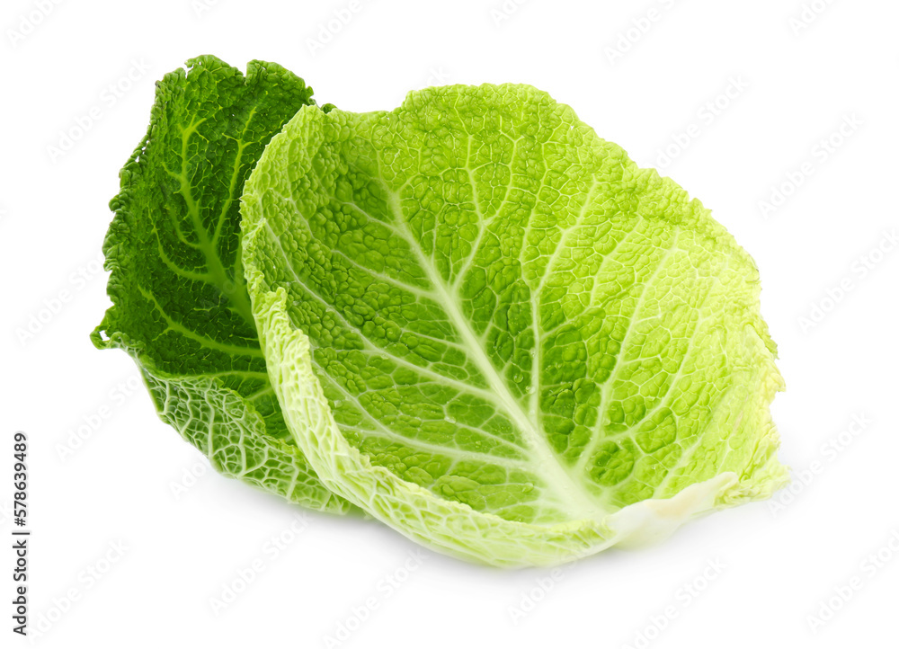 Fresh leaves of savoy cabbage on white background Fresh leaves of savoy cabbage on white background