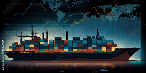 global cargo industry business digital charts statistics bars diagrams