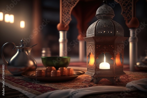 Ramadan kareem background with islamic ornaments. Generative ai © CYBERUSS
