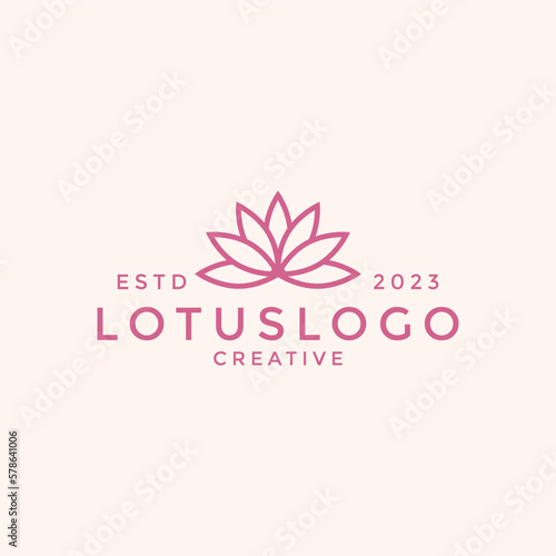 lotus flower yoga peace logo template vector logo design