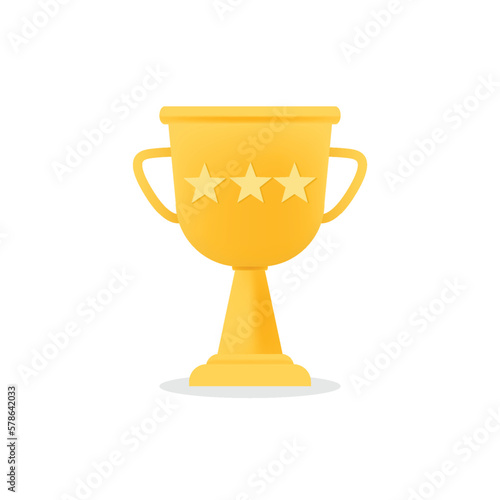 3d Celebrate winners with Success champion trophy golden cup. Cartoon Style. Vector illustration