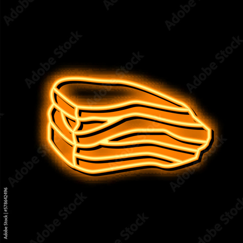 bacon beef neon glow icon illustration