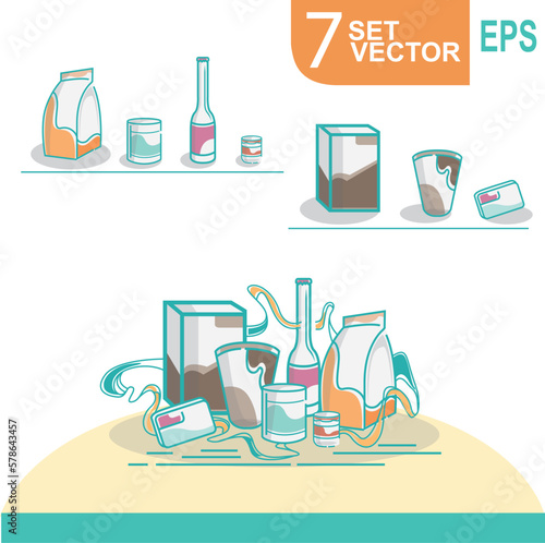 Set of equipment, This beverage packaging vector is perfect for media promotion needs regarding world packaging day