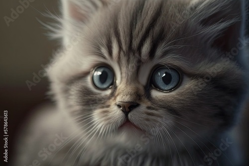 Excellent 4K video of a cute kitten. Generative AI