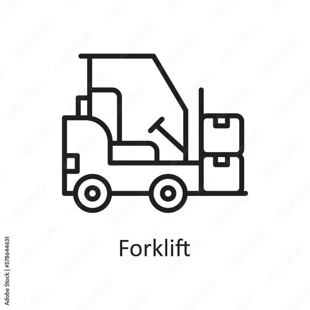 Forklift vector outline Icon Design illustration. Logistic Symbol on White background EPS 10 File