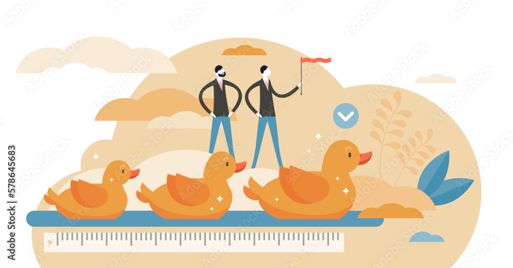 Get your ducks in row visualization illustration in flat tiny persons