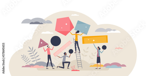 Difficulty analysis and problem situation solution tiny person concept, transparent background.Find various business challenge solutions with different methods illustration.
