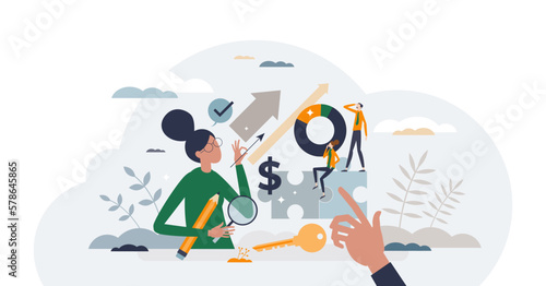 Marketing campaign management with successful and effective approach tiny person concept  transparent background. Company advertising development process.