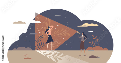 Recruiting talent and best candidate selection for work tiny person concept, transparent background.Human resources search for best employee and looking for unique staff illustration.