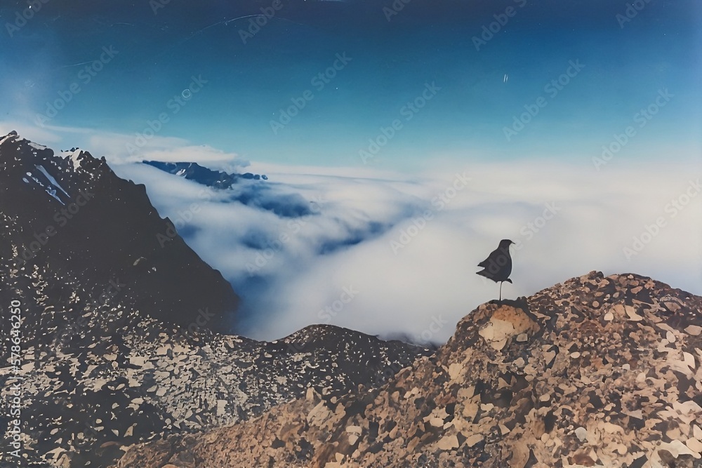 bird on the top of the mountain