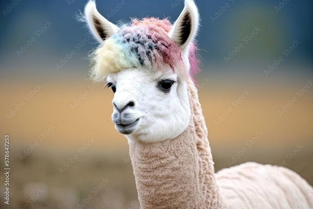 Obraz premium This llama is so adorable, it looks like a unicorn! (alpaca). Generative AI