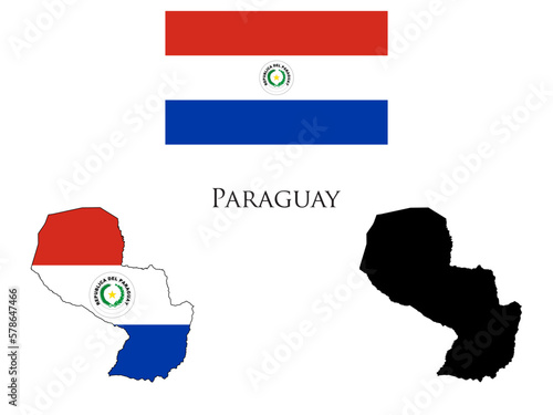 paraguay Flag and map illustration vector 