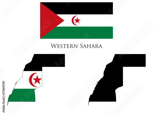 western sahara Flag and map illustration vector 
