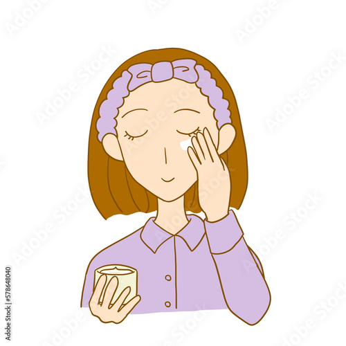 アイクリームを塗る女性