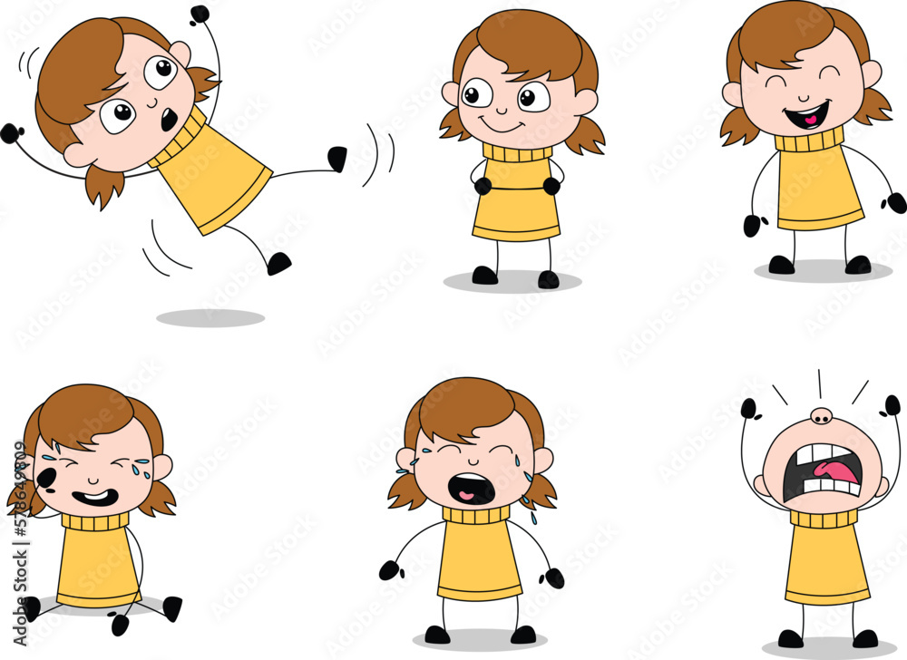 Vector images of cartoon girls in various cool poses Vector images of cartoon girls in various cool poses