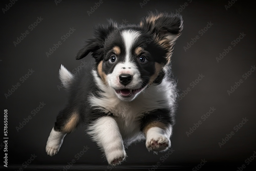 A playful Border Collie puppy. Generative AI