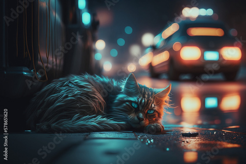 cat in the night