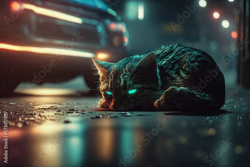 cat in the night