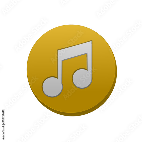 Music icon orange color 3D realistic