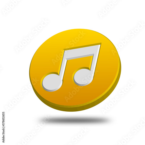Music icon orange color 3D realistic