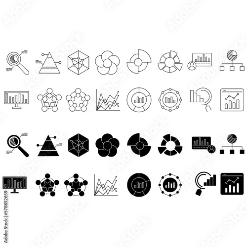 Financial analytics icon vector set. economy illustration sign collection. analytics symbol. statistic logo.