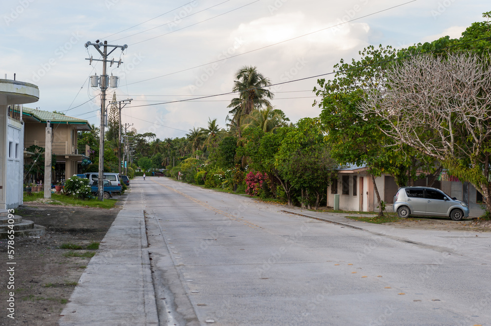 Paleliu, Palau - December 12, 2016: Street in Peleliu, Palau. Micronesia