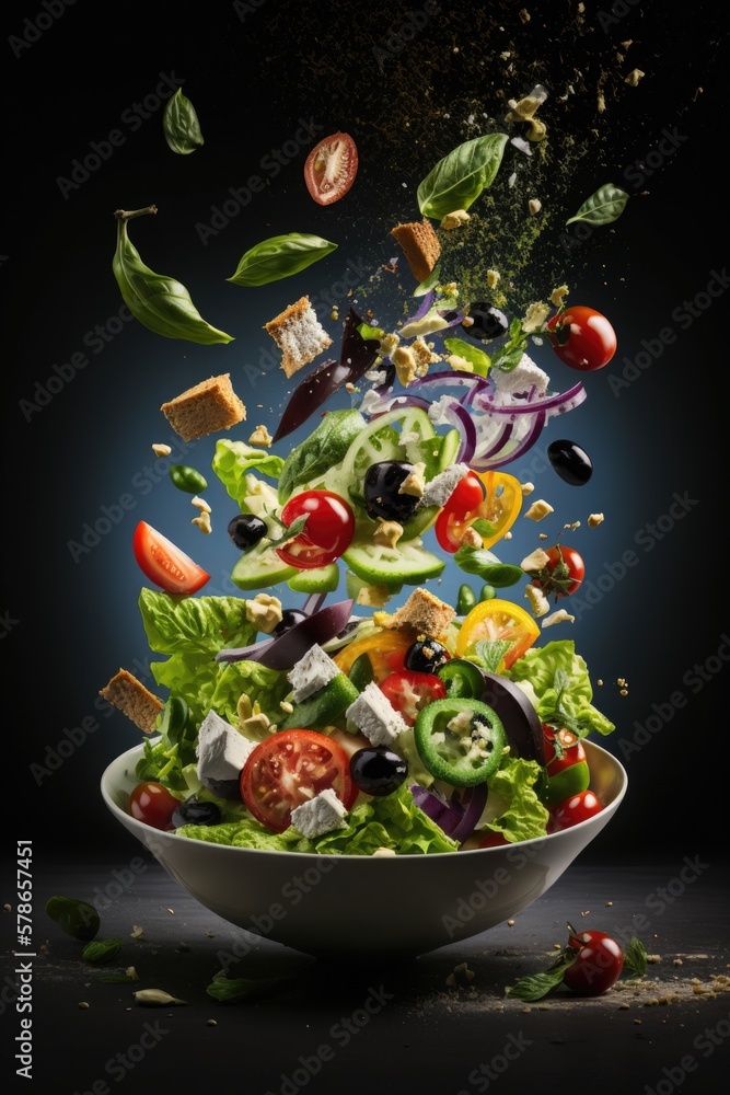 Fresh salad with tomatoes, cucumbers and cheese Fresh salad with tomatoes, cucumbers and cheese