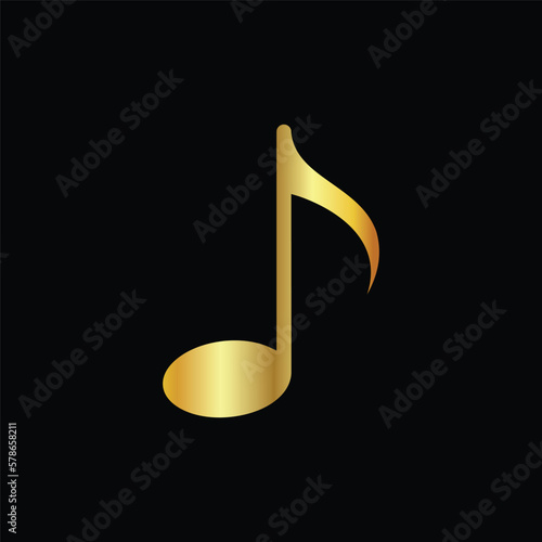 black gold, musical notes, flat icon, vector, template, design