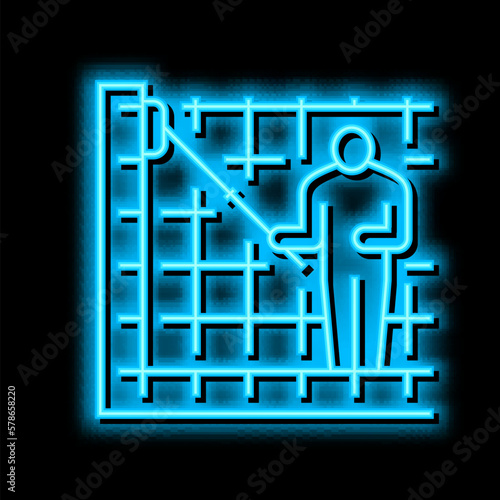 cleaning pool walls neon glow icon illustration