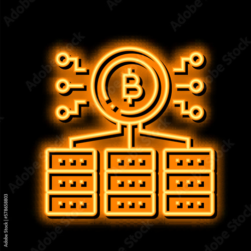 mining cryptocurrency neon glow icon illustration