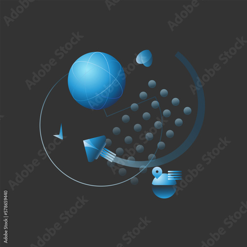 Vector image,  icons, icons and symbols, modern gradient on a black background