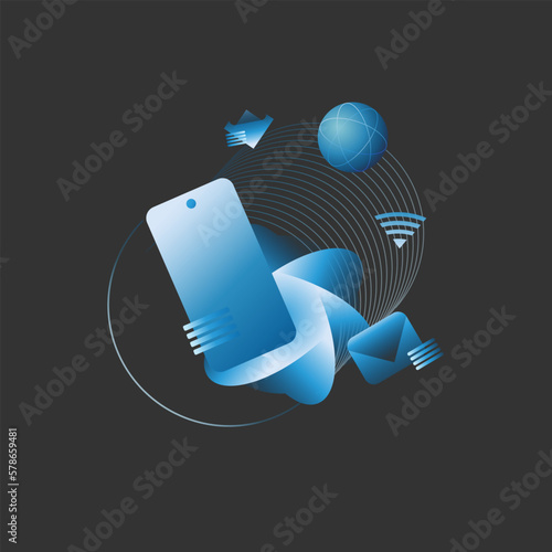 Vector image,  icons, icons and symbols, modern gradient on a black background