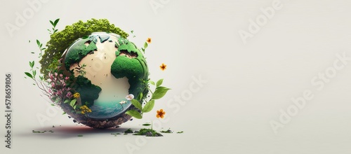 Earth day concept on white background, World environment day. Generative Ai