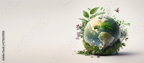 Fényképezés Earth day concept on white background, World environment day
