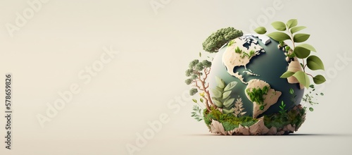 Fototapeta Naklejka Na Ścianę i Meble -  Earth day concept on white background, World environment day. Generative Ai