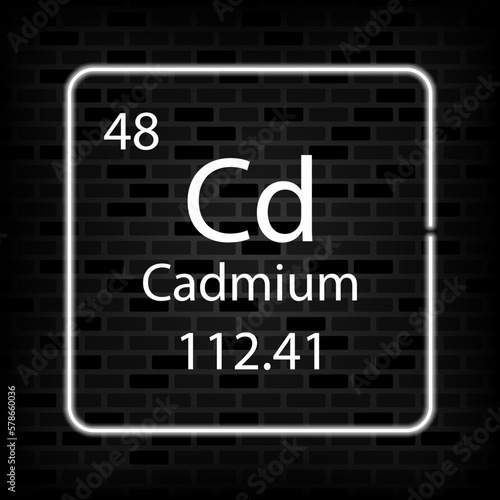 Cadmium neon symbol. Chemical element of the periodic table. Vector illustration.