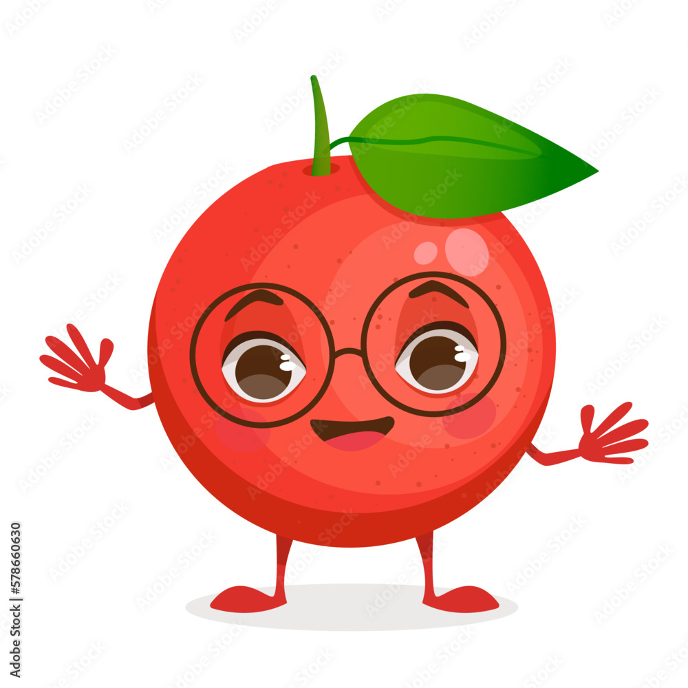Fototapeta premium Fruit cartoon character - Grapefruit. Fruit with face, arms and legs. Vector graphic.