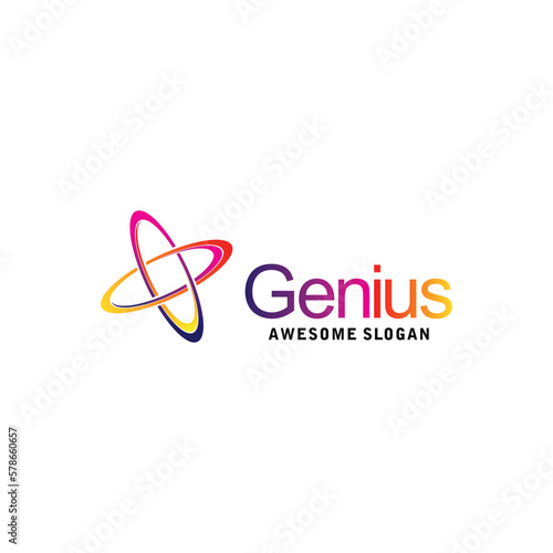 genius logo design color full illustration