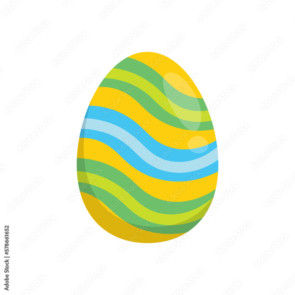 Happy Easter. Colorful patterned easter egg on a white background. Spring holiday.