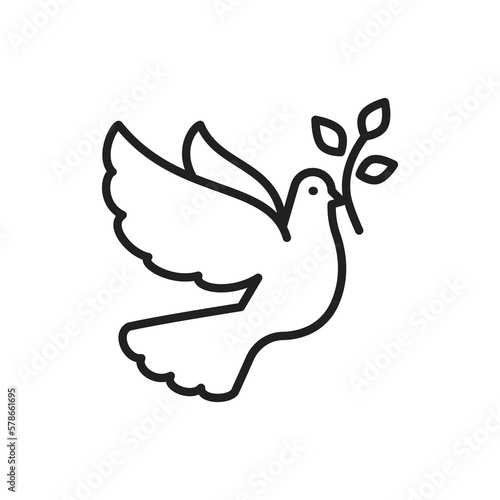 Peace dove symbol vector line icon